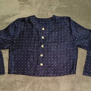 VINTAGE silk shirt with pearl accents